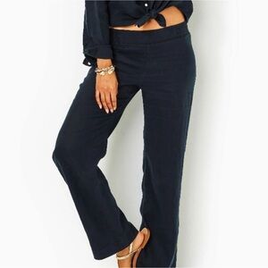 Lilly Pulitzer Deri Linen Palazzo Pants Black XL